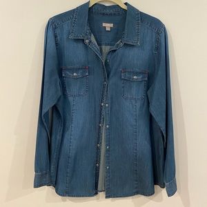 J Jill Denim snap front long sleeve top